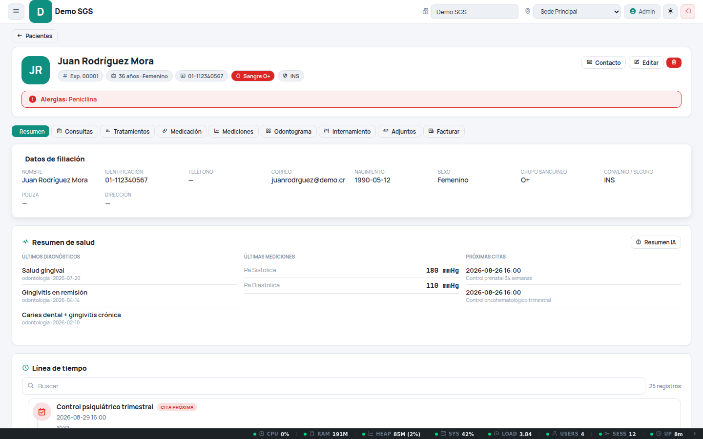 Expediente — captura del sistema
